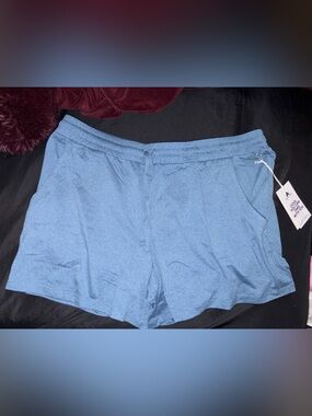Women’s Light Blue Athletic Drawstring Shorts with Pockets